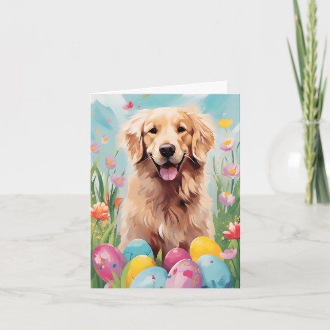 Golden Retriever Happy Oaster Karte (Vorderseite)