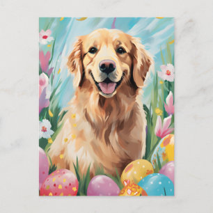 Golden Retriever Happy Oaster Postkarte
