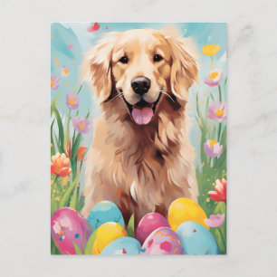 Golden Retriever Happy Oaster Postkarte