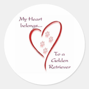 Golden Retriever Heart Belongs Runder Aufkleber
