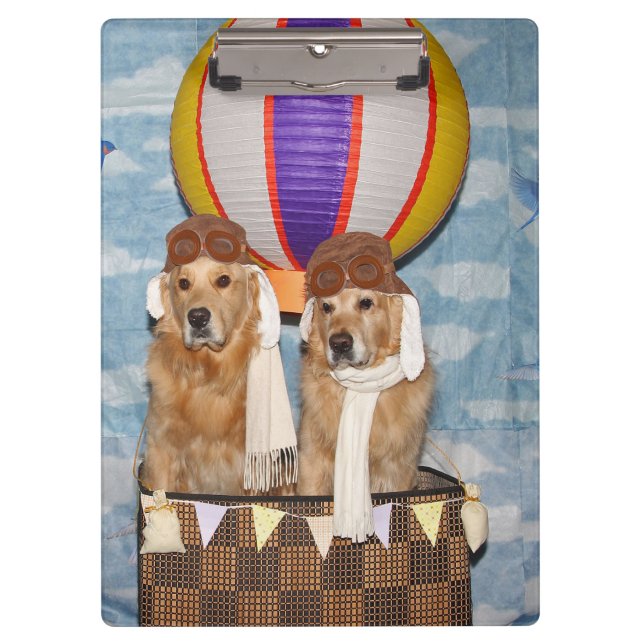 Golden retriever-Heißluft-Ballon-Piloten Klemmbrett (Vorderseite)
