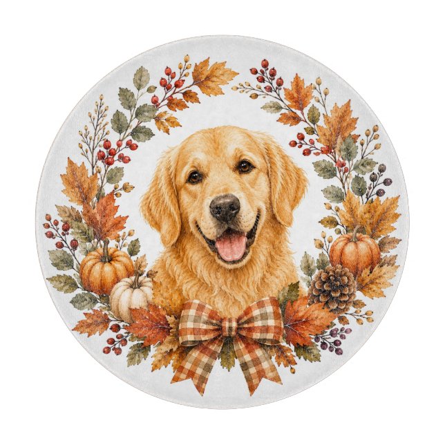 Golden Retriever Herbst Schneidebrett (Vorderseite)