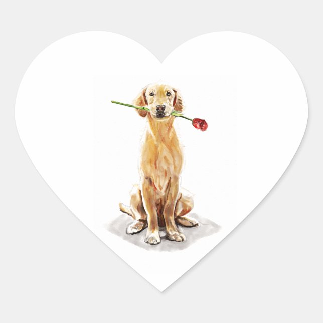 Golden Retriever Herz Aufkleber (Vorderseite)