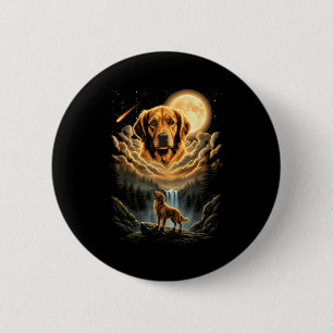 Golden Retriever heult zum Mond lustiger Hund Button