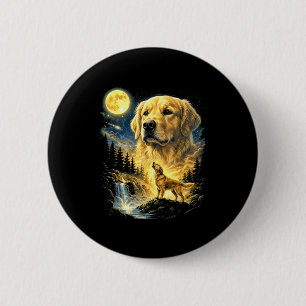 Golden Retriever heult zum Mond Meme lustig Button