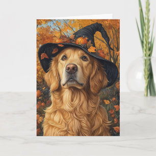 Golden Retriever Hexe Halloween Feiertagskarte