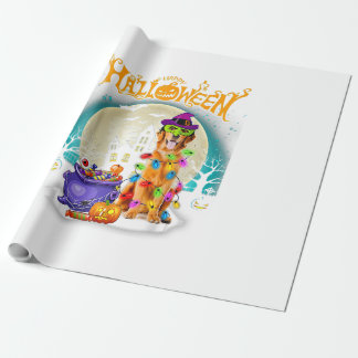 Golden Retriever Hexenkostüme Halloween-Lichter Geschenkpapier