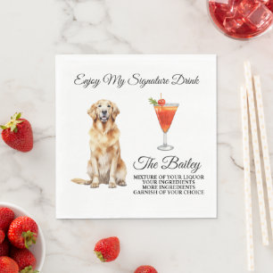 Golden Retriever Hochzeit Signature Drink Napkins Serviette