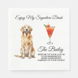 Golden Retriever Hochzeit Signature Drink Napkins Serviette