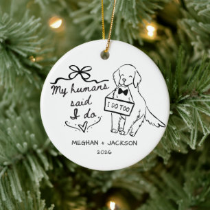 Golden Retriever Hochzeitsornament Keramik Ornament