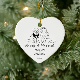 Golden Retriever Hochzeitsornament Keramik Ornament