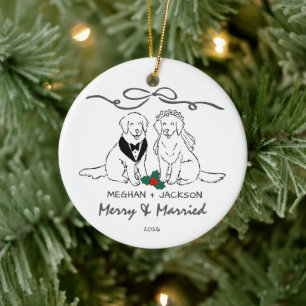 Golden Retriever Hochzeitsornament Keramik Ornament