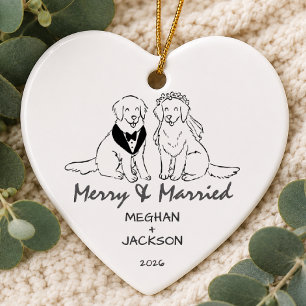 Golden Retriever Hochzeitsornament Keramik Ornament