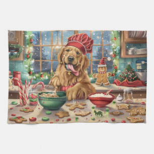 Golden Retriever Holiday Baking: Feierliche Weihna Geschirrtuch
