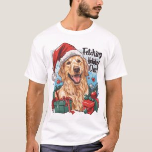 Golden Retriever Holiday Cheer Design T-Shirt