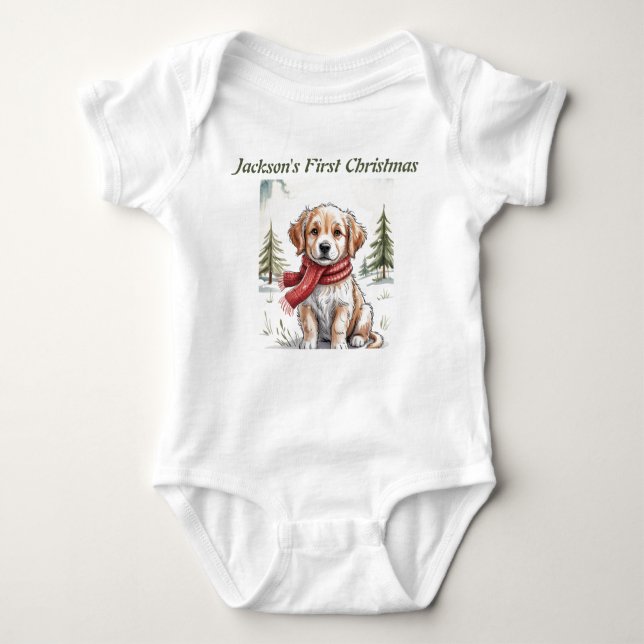  Golden Retriever Holiday Dog, Dog Lover, Baby Strampler (Vorderseite)