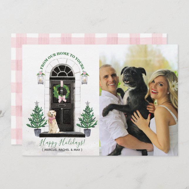 Golden Retriever Holiday Foto Card Einladung (Vorne/Hinten)