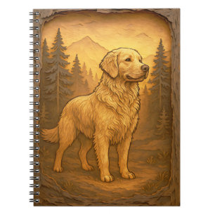 Golden Retriever Holzschnitzerei-Stil Druck Notizblock