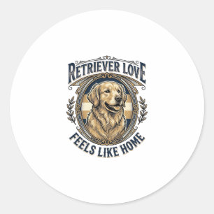 Golden Retriever Home Comfort Vintage Gravur Do Runder Aufkleber