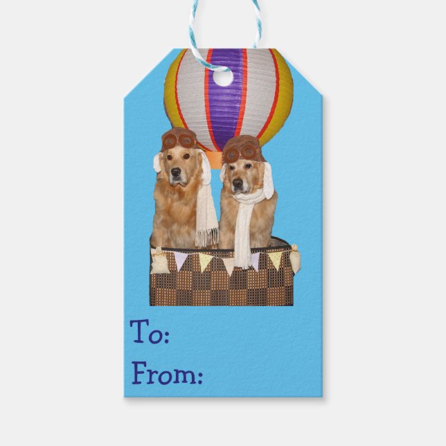 Golden Retriever Hot Air Ballon Piloten Geschenkanhänger (Vorderseite)