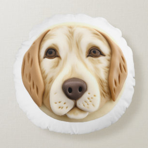 Golden Retriever Hund 3D Inspiriert Rundes Kissen