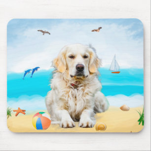 Golden Retriever Hund am Strand Mousepad
