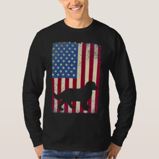 Golden Retriever Hund American Flag Funny Dog T-Shirt