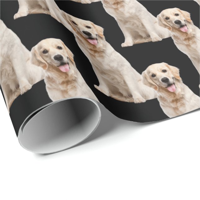 Golden Retriever Hund auf schwarz Geschenkpapier (Rolleneckpunkt)