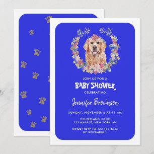 Golden Retriever Hund Baby Shower navy Einladung