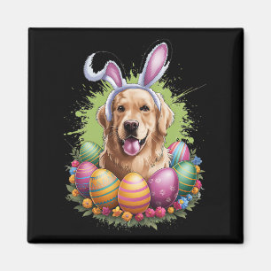 Golden Retriever Hund Bunny Oars Ostereier Frühjah Magnet