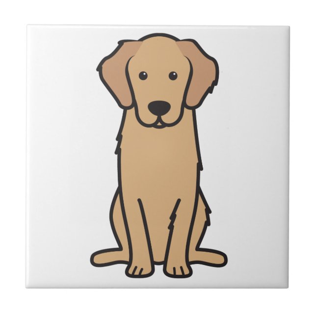 Golden Retriever Hund Cartoon Fliese (Vorderseite)