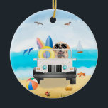 Golden Retriever Hund Driving on Beach Keramik Ornament<br><div class="desc">Ein Golden Retriever Hund,  der am Strand fährt,  ist eine Geschenkidee für jemanden,  der diese Hundezüchtung Liebe hat.</div>