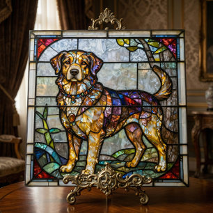 Golden Retriever-Hund-Faux-Buntglas-Mosaik-Kunst Fliese