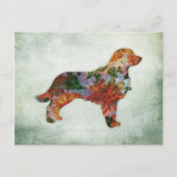 Golden Retriever Hund floral on Green