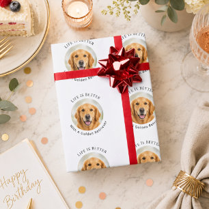 Golden Retriever Hund Foto Das Leben ist besser Geschenkpapier