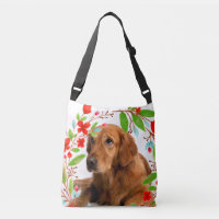 Golden Retriever Hund Foto mit Blumenrahmen