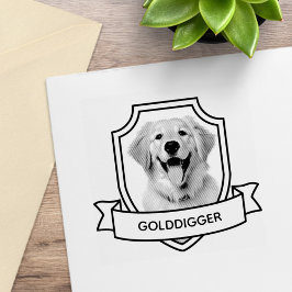 Golden Retriever Hund Foto Schild Band Gummistempel