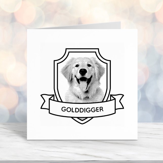 Golden Retriever Hund Foto Schild Band Permastempel (Von Creator hochgeladen)