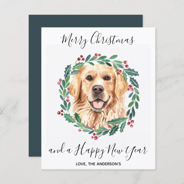 Golden Retriever Hund Frohe Weihnachtskarte (Vorne/Hinten)
