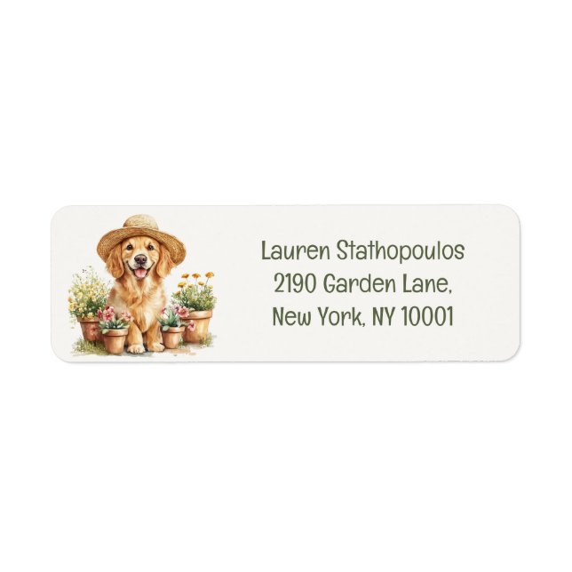 Golden Retriever Hund Gärtnern Blumenkübel (Vorne)
