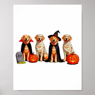 Golden Retriever Hund Gespenst Mumie Kürbis Hallow Poster