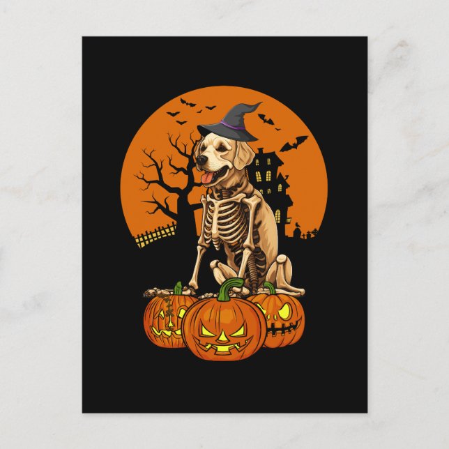 Golden Retriever Hund Halloween Feiertagspostkarte (Vorderseite)