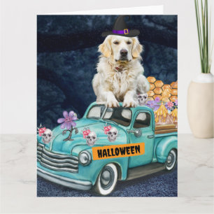 Golden Retriever Hund Halloween LKW Beängstigende Karte