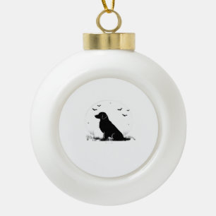 Golden Retriever Hund Halloween Mond Silhouette O Keramik Kugel-Ornament