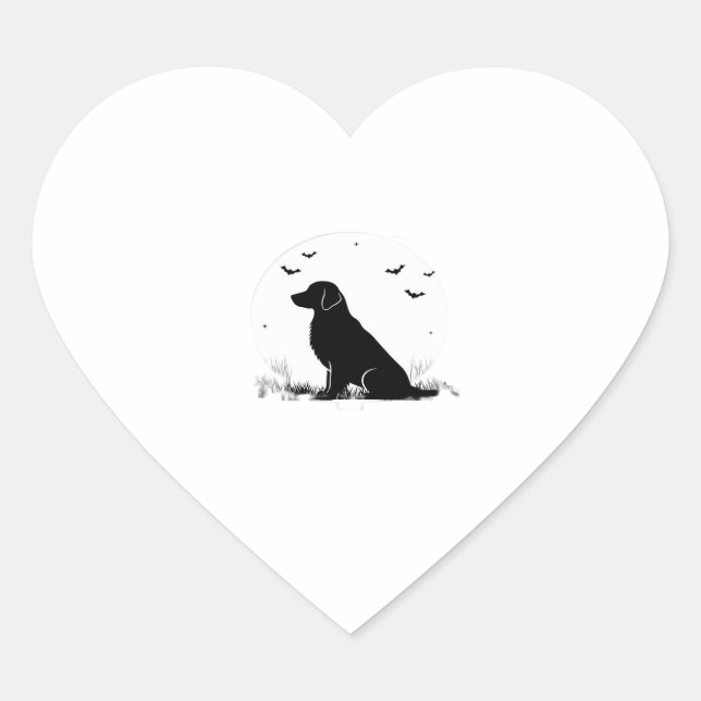 Golden Retriever Hund � Halloween Moon Silhouette  Herz-Aufkleber (Vorderseite)
