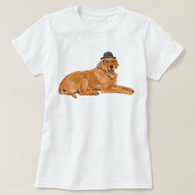 Golden Retriever Hund handbemalt T-Shirt (Design vorne)