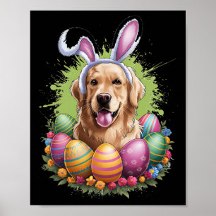 Golden Retriever Hund Hasenohren Ostereier Frühlin Poster