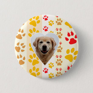 Golden Retriever Hund Herz Paws Print Button