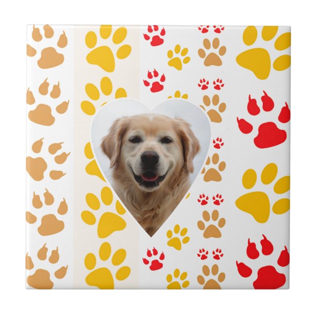 Golden Retriever Hund Herz Paws Print Fliese (Vorderseite)