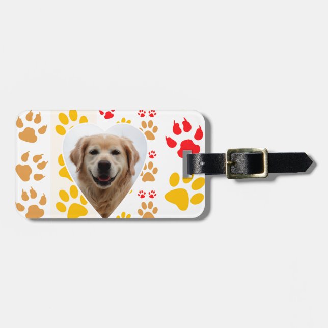 Golden Retriever Hund Herz Paws Print Gepäckanhänger (Vorderseite horizontal)